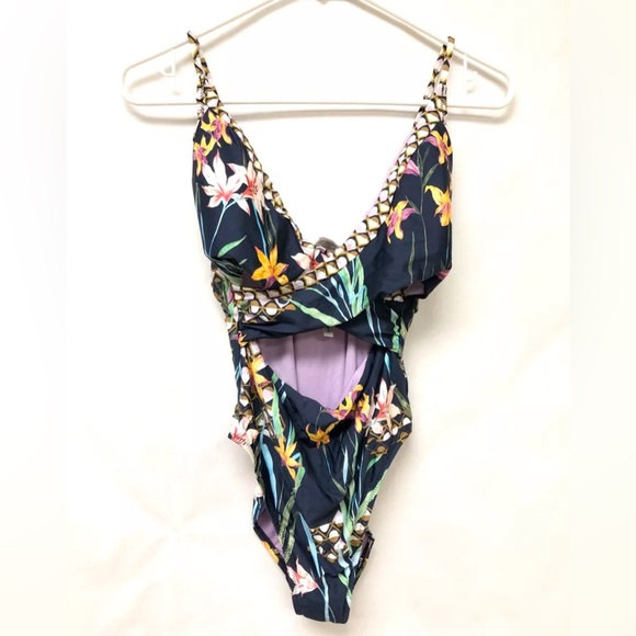 Trina Turk Wrap Front Cutout One Piece Swimsuit Womens Size 8